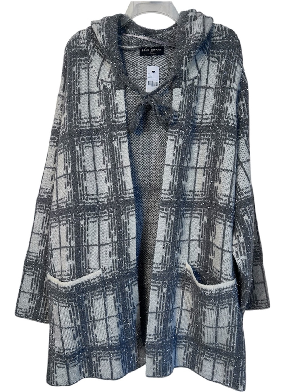 NWT Lane Bryant open front plaid hoodie cardigan, size 26/28
